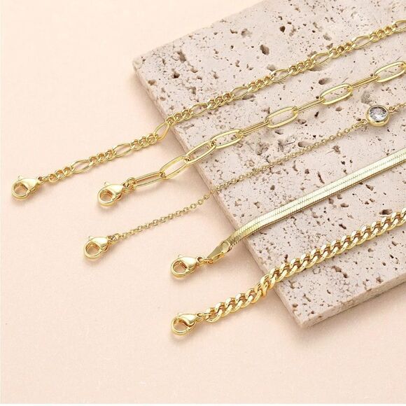 Gold 14k Gold Plated 5pc Cubic Zirconia Bracelet Set - Picture 3 of 3